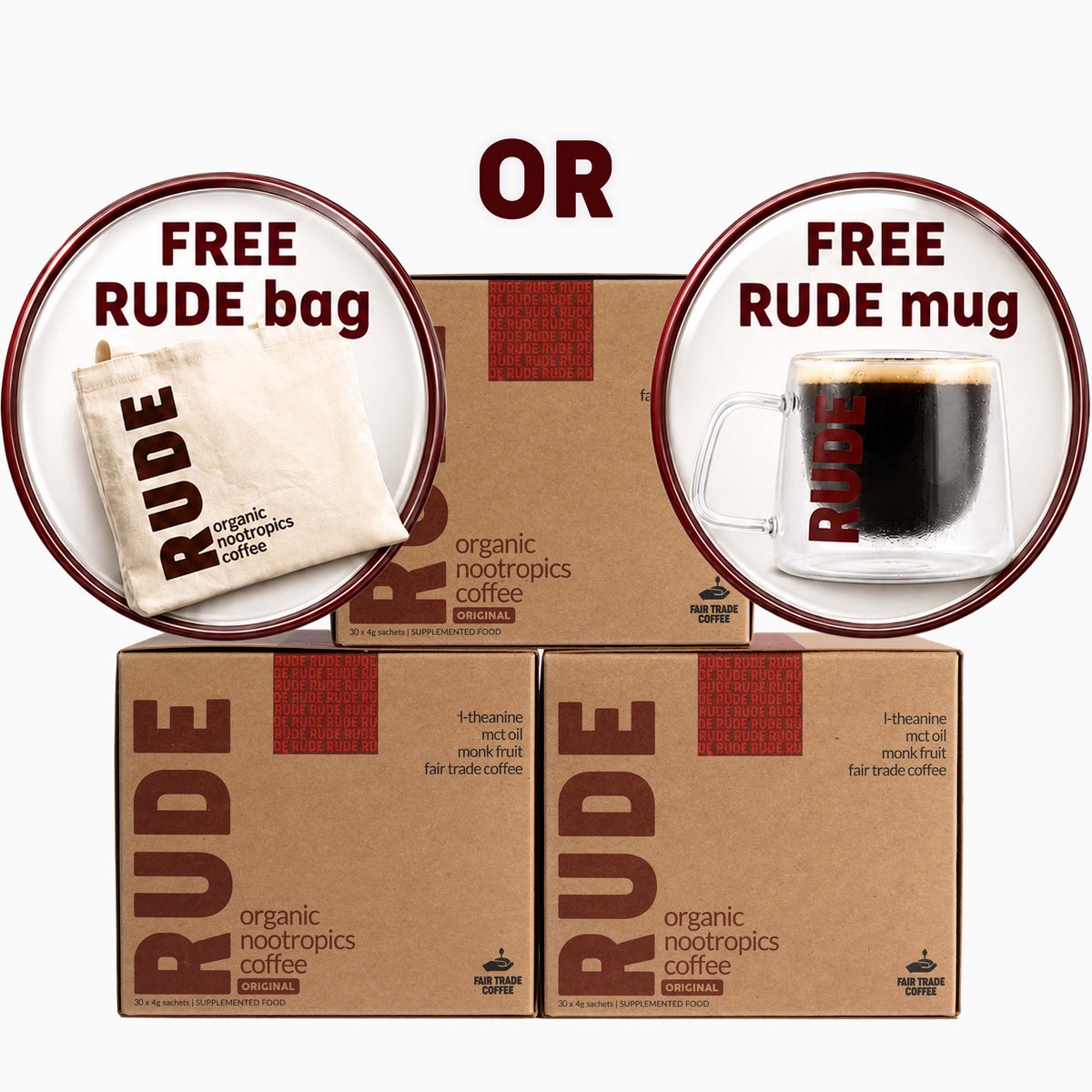 Fair Trade & Organic Nootropic Coffee - 90 Sachets - Sweet
